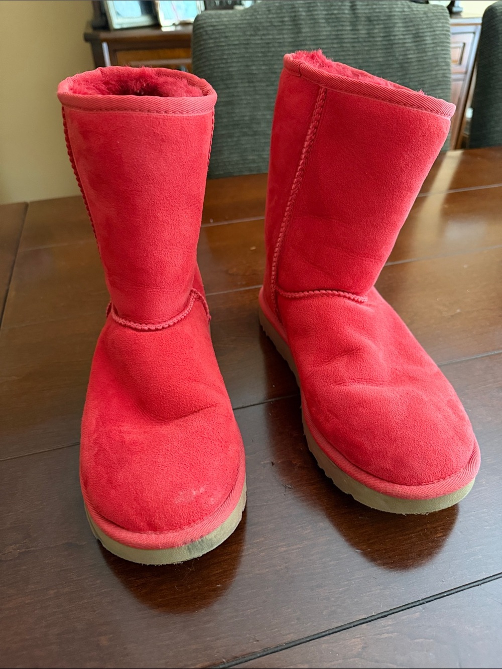 UGG Bright Red Classic Mid Calf Suede Boots